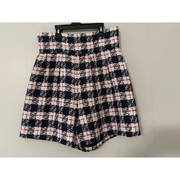 Lew Greene Private Collection Boutique Size 2 Navy, White and Pink Tweed Shorts - Picture 1 of 4